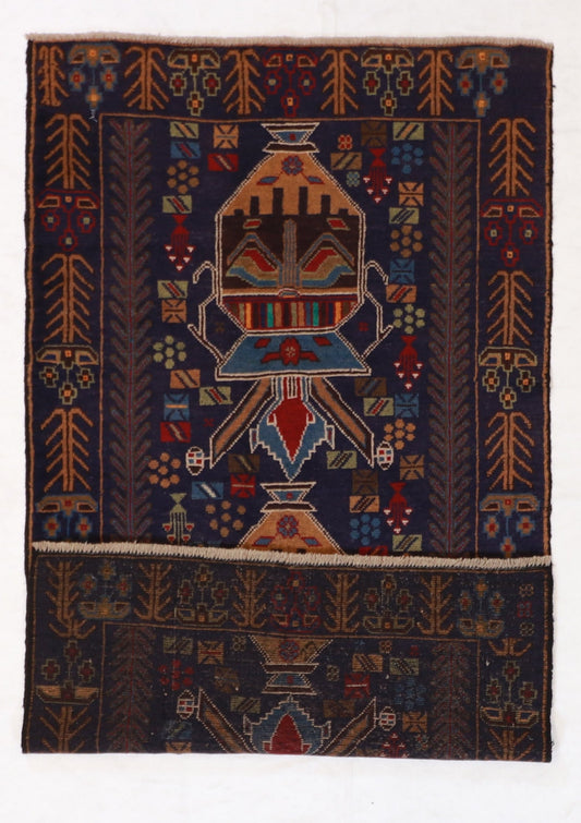 4x6 - Baluch Fine/Wool Geometric Rectangle - Hand Knotted Rug