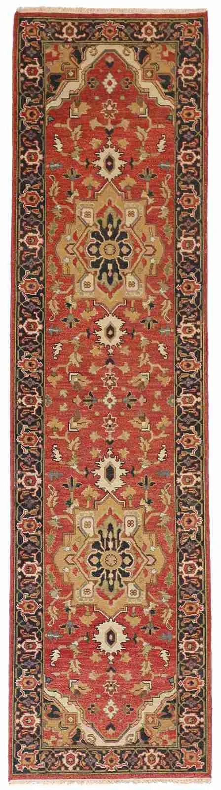 Runner - Heriz Fine Geometric Rectangle - Hand Knotted Rug