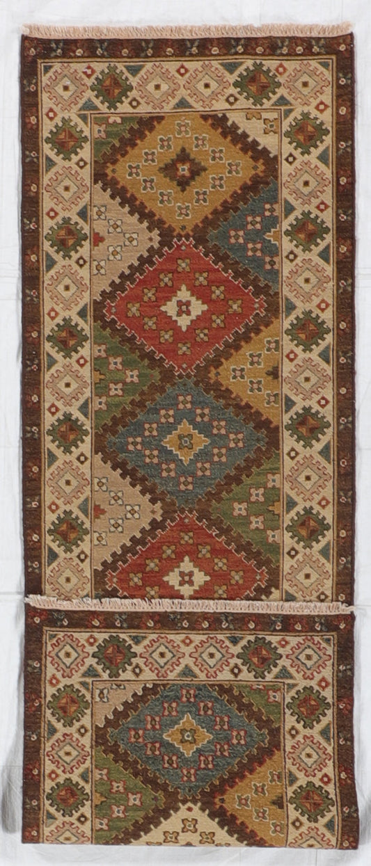 Runner - Gashgai Fine Wool Geometric Rectangle - Hand Knotted Rug