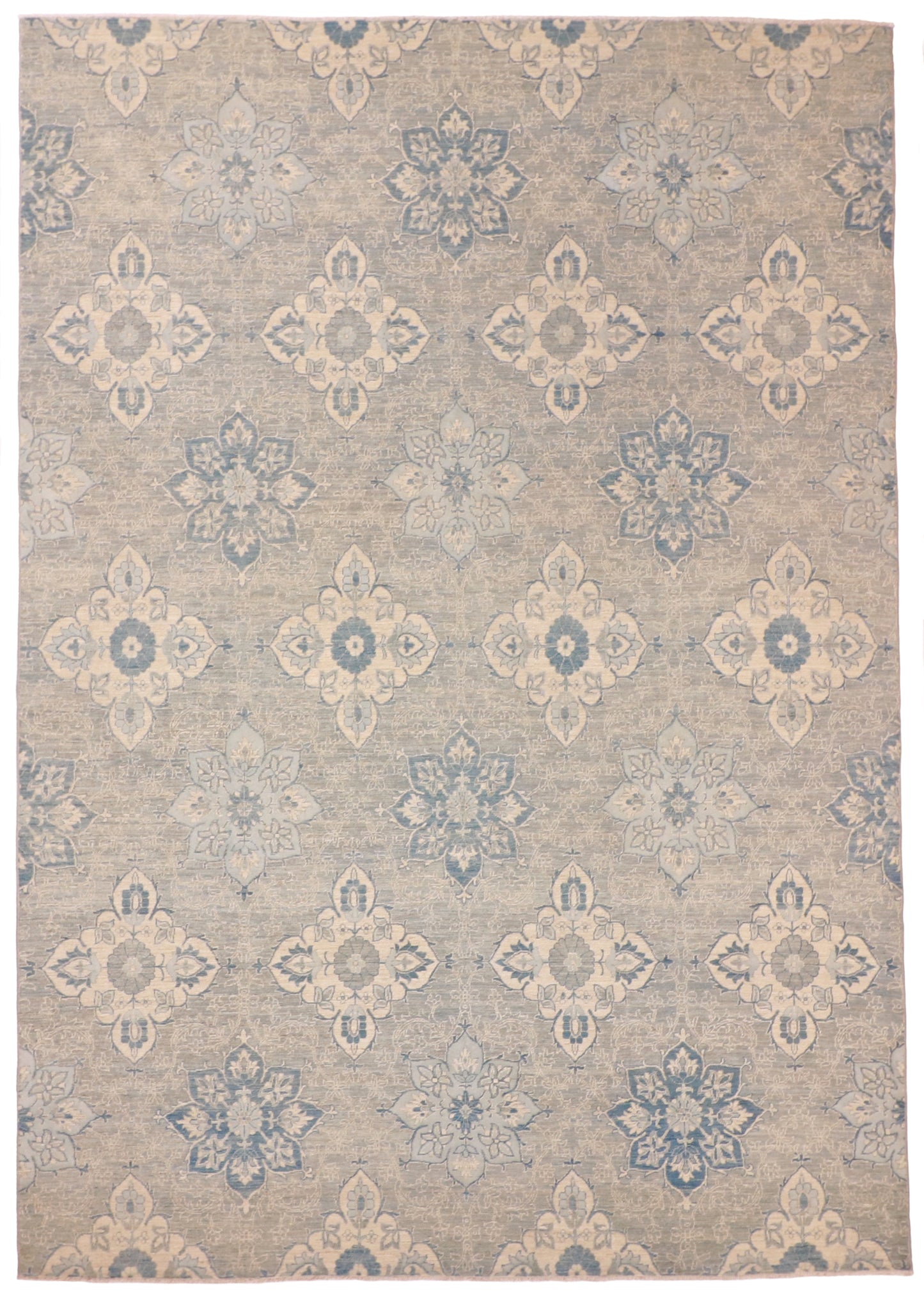 W 8.9 L 12.6 Modern 100% Wool Hand-Woven Geometric Design - 59279