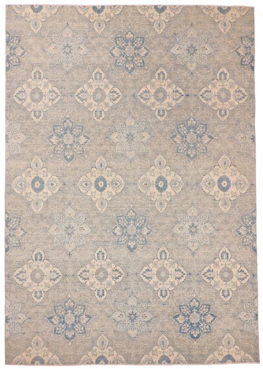 W 8.9 L 12.6 Modern 100% Wool Hand-Woven Geometric Design - 59279