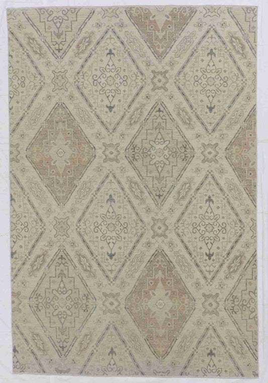 W 6.6 - L 9.7 - Bakshaish Wool Transitional Rectangle - Finest Hand-Knotted Quality Wool - 59321