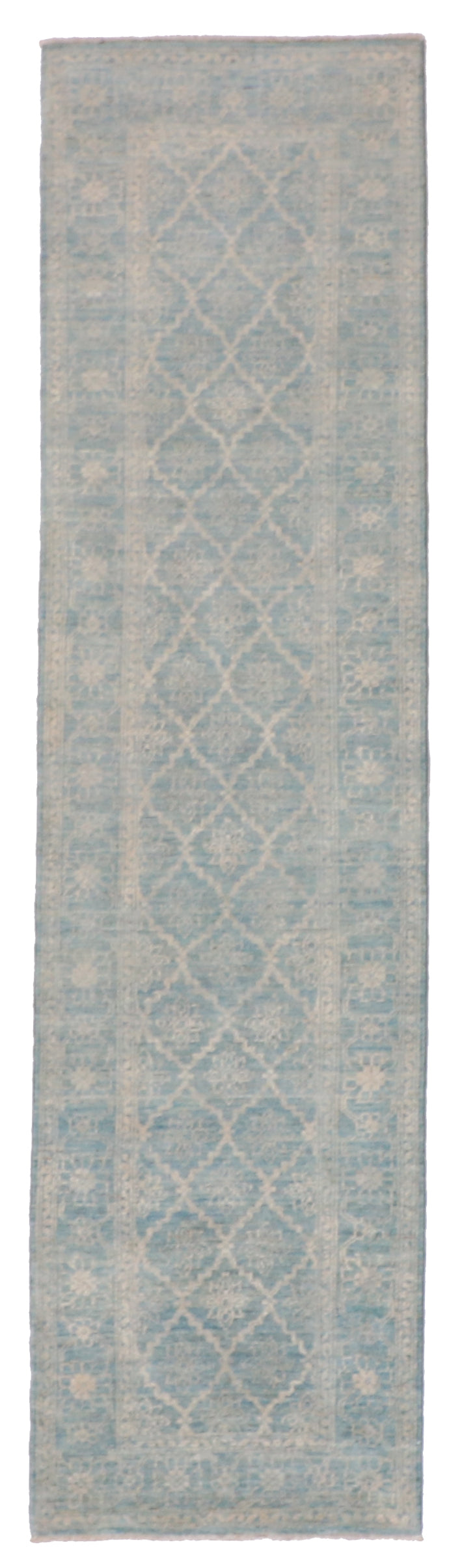 W 2.6 L 10.2 Kashan Runner 100% Wool Hand-Woven All Over Design - 59342