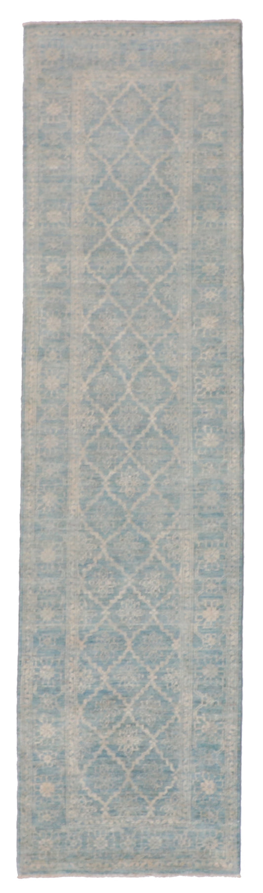 W 2.6 L 10.2 Kashan Runner 100% Wool Hand-Woven All Over Design - 59342