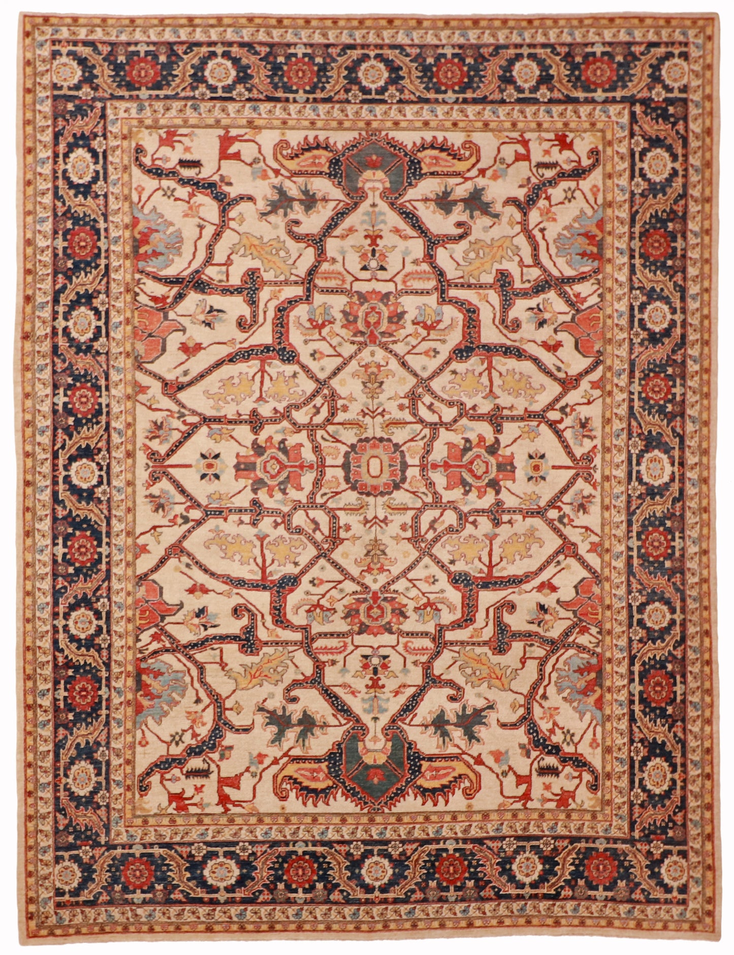 W 8.10 L 11.8 Bakshiesh 100% Wool Hand-Woven All Over Design - 59664