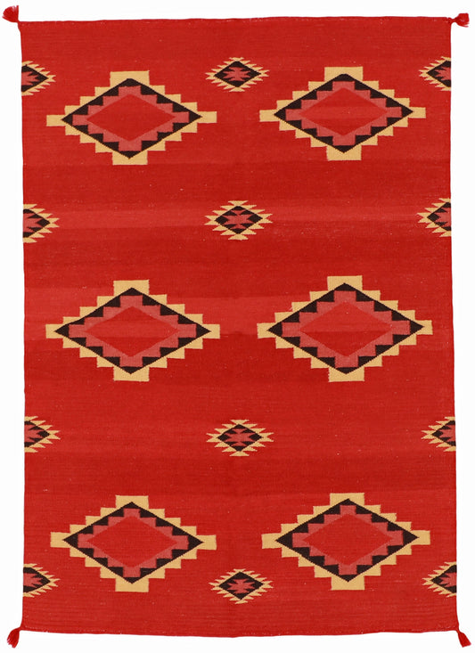 4x6 - Navajo Fine/Wool Geometric Rectangle - Hand Knotted Rug