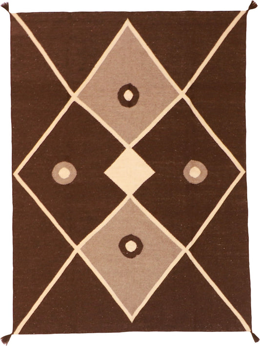 5x7 - Navajo Fine/Wool Geometric Rectangle - Hand Knotted Rug