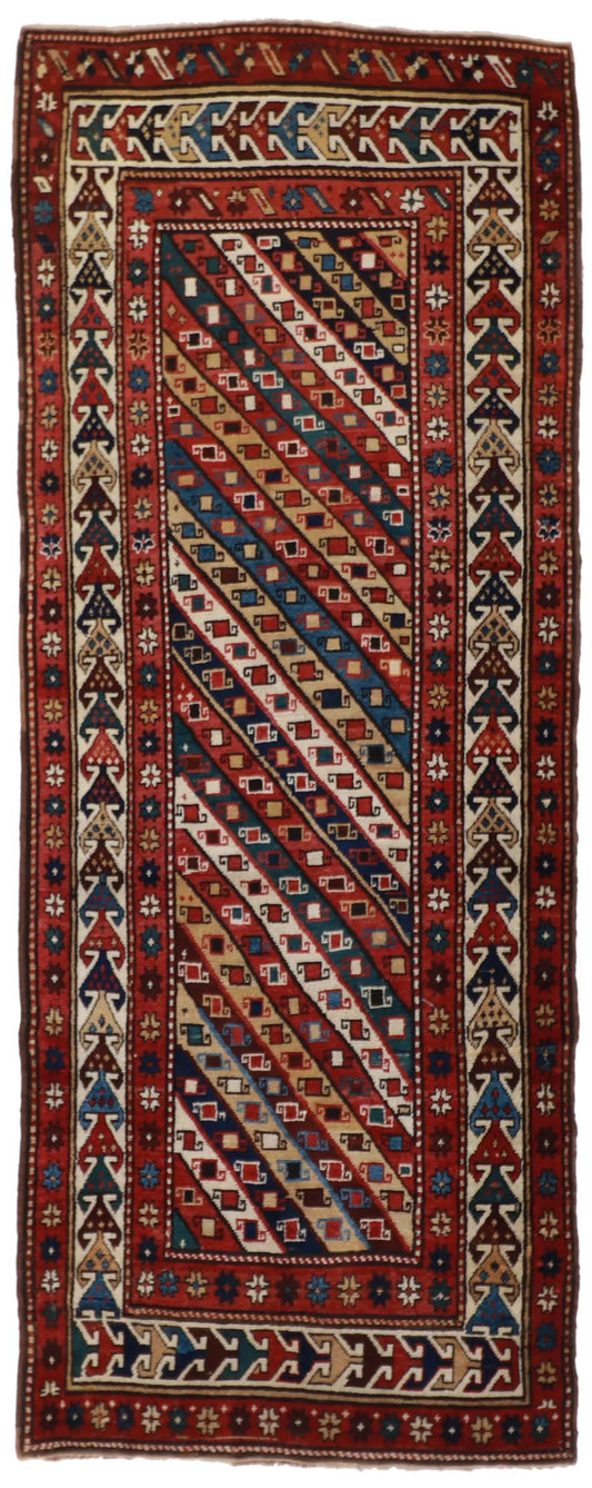 W 3.5 - L 8.9 - Karageh Fine/Wool All Over Rectangle - Finest Hand-Knotted Quality Wool - 59853