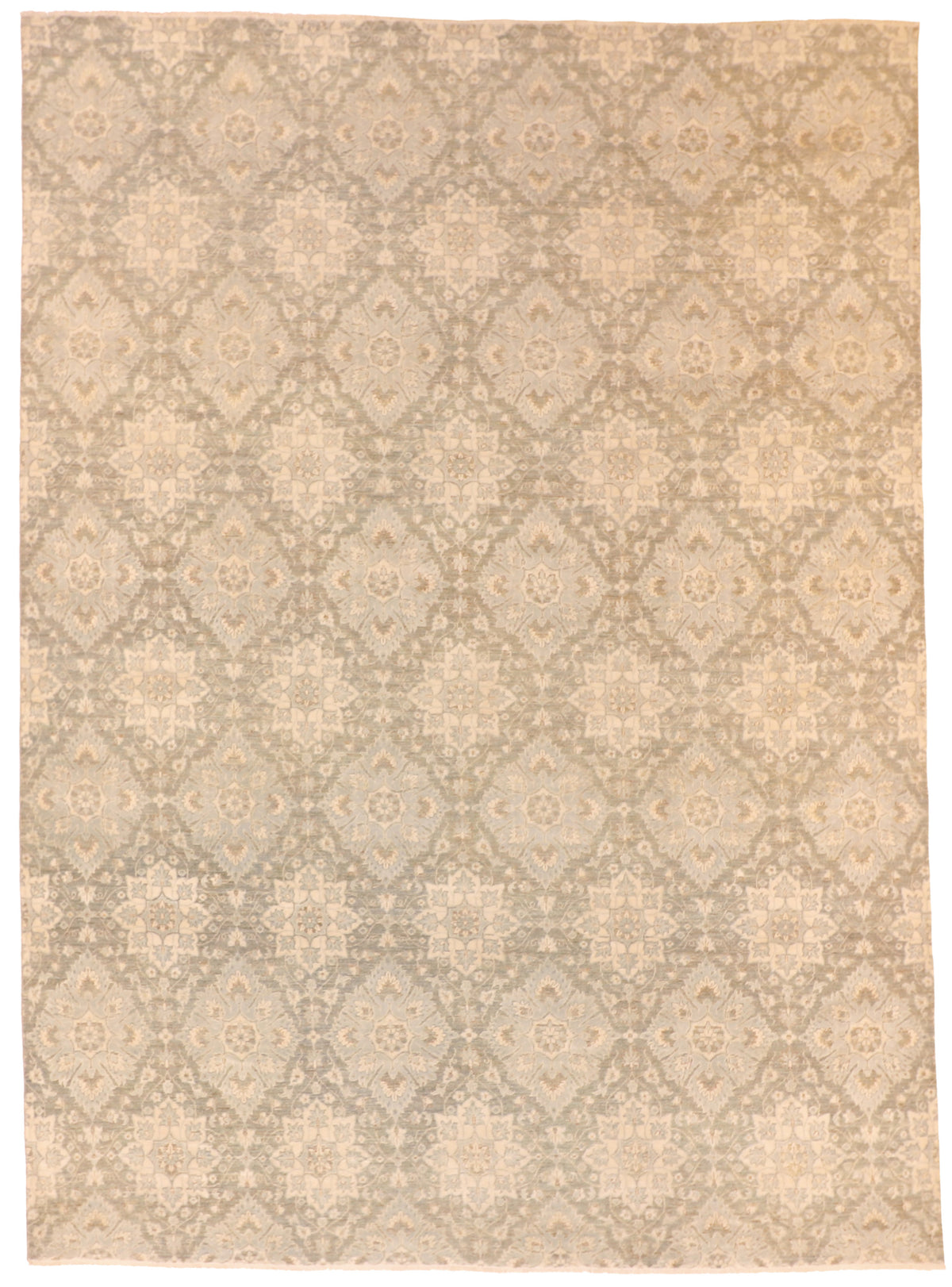 W 8.11 L 12.4 Modern Wool And Silk Blend Hand-Woven Floral Design - 59901
