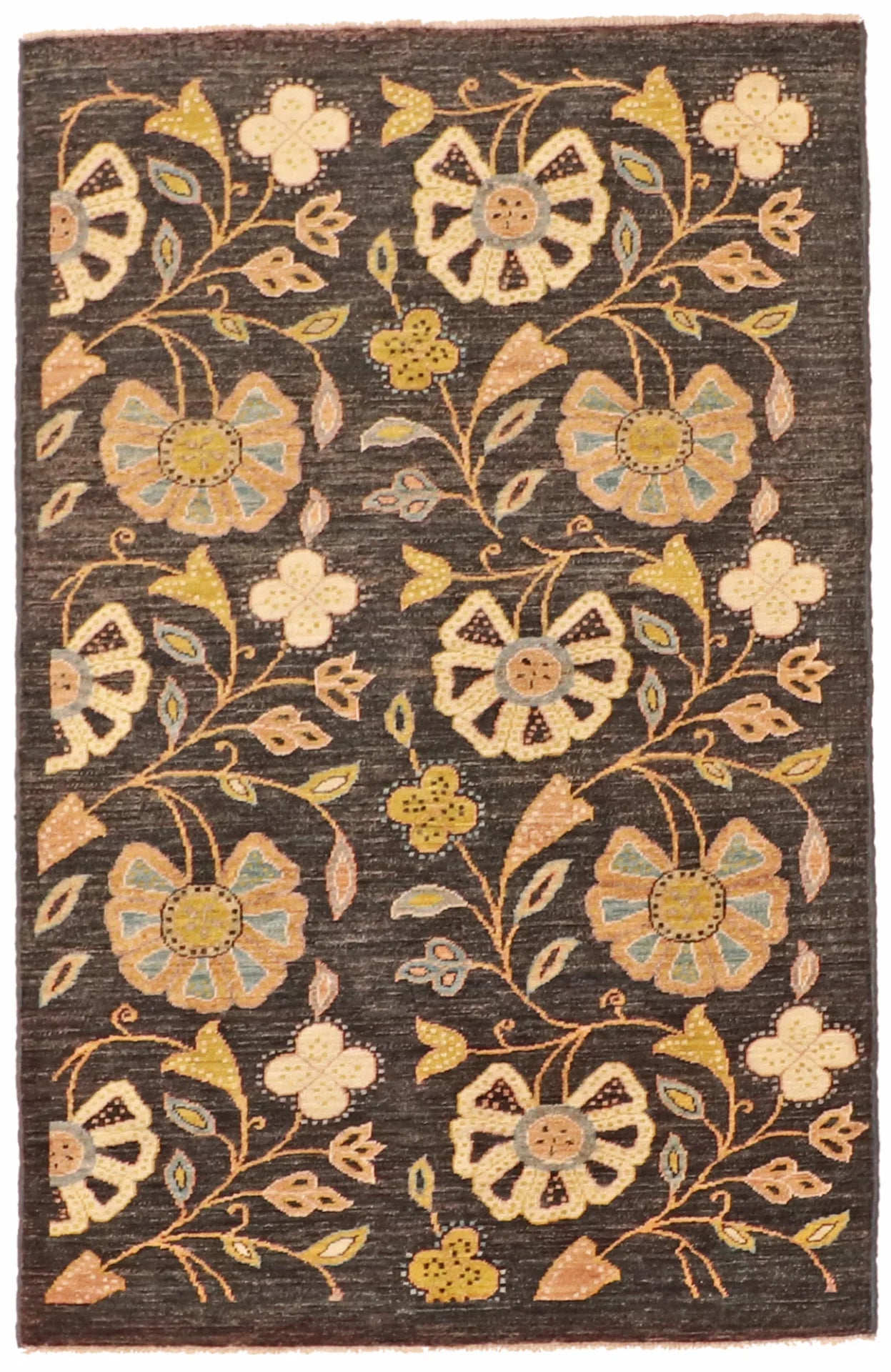 W 3.2 L 4.10 Modern 100% Wool Handmade Floral Design - 59932