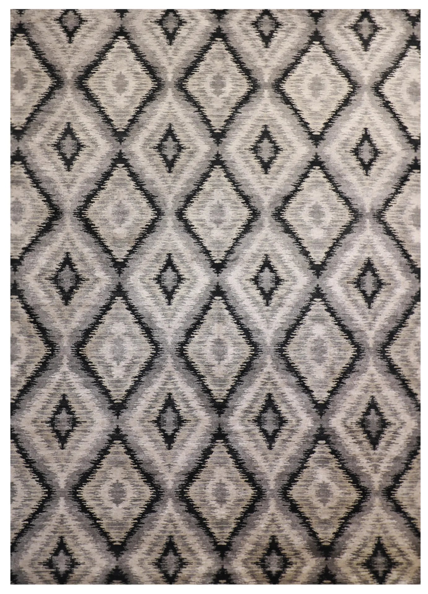 9 x12 - Modern Wool/Silk Contemporary Rectangle - Hand Knotted Rug