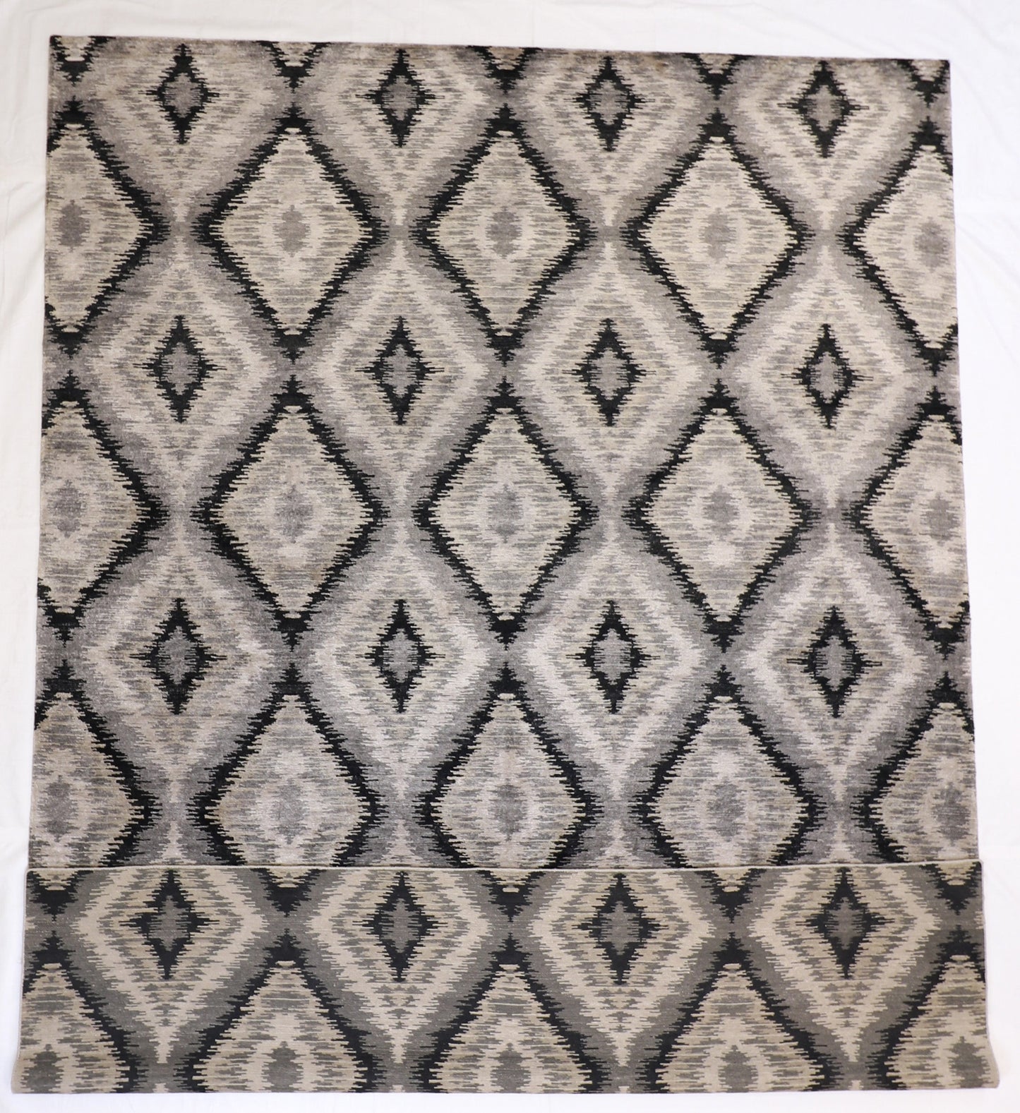 9 x12 - Modern Wool/Silk Contemporary Rectangle - Hand Knotted Rug