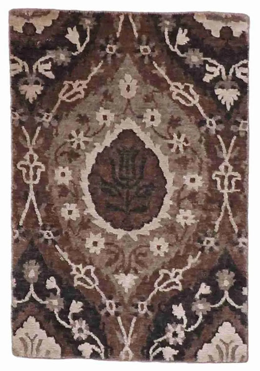 W 2 L 3 Modern Wool And Silk Blend Handmade All Over Design - 60008