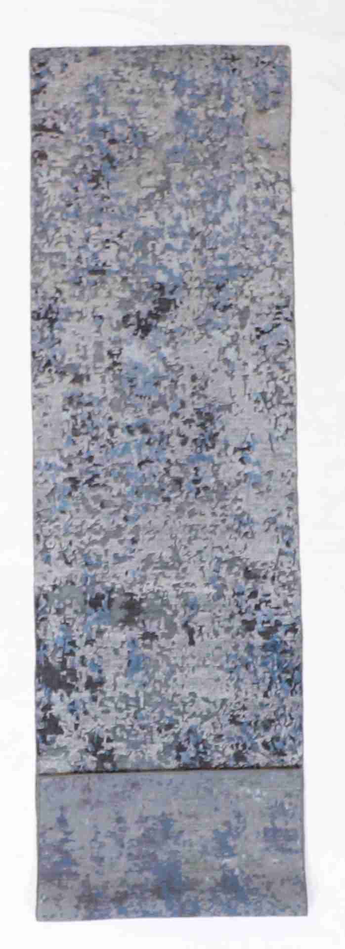 W 2.6 - L 8.8 - Modern Silk/Wool All Over Rectangle - Finest Hand-Knotted Quality Wool - 60014
