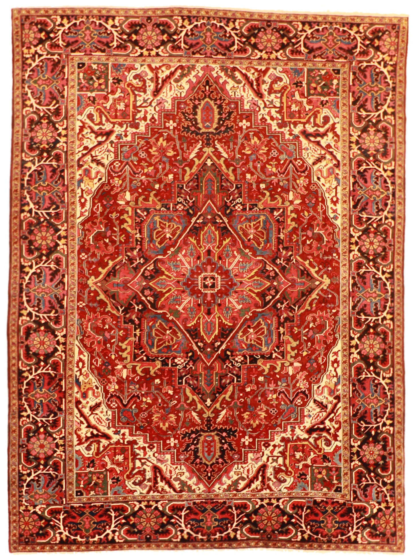 W 8.6 L 11.7 Serapie Antique 100% Wool Hand-Woven Geometric Design - 60083