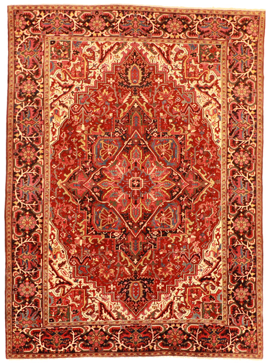 W 8.6 L 11.7 Serapie Antique 100% Wool Hand-Woven Geometric Design - 60083