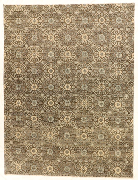 W 9 L 12 Modern 100% Wool Hand-Woven All Over Design - 60106