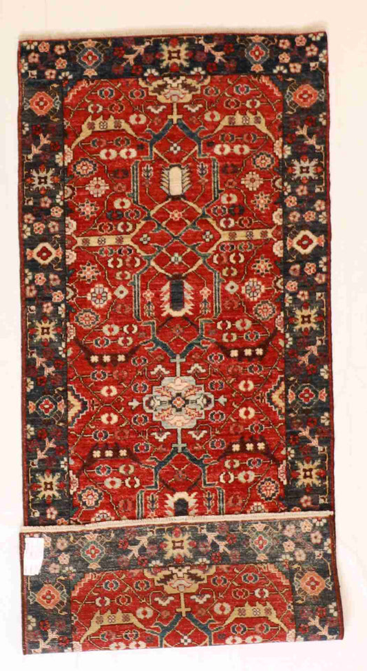 W 2.8 - L 6.8 - Mahal Fine/Wool All Over Rectangle - Finest Hand-Knotted Quality Wool - 60157