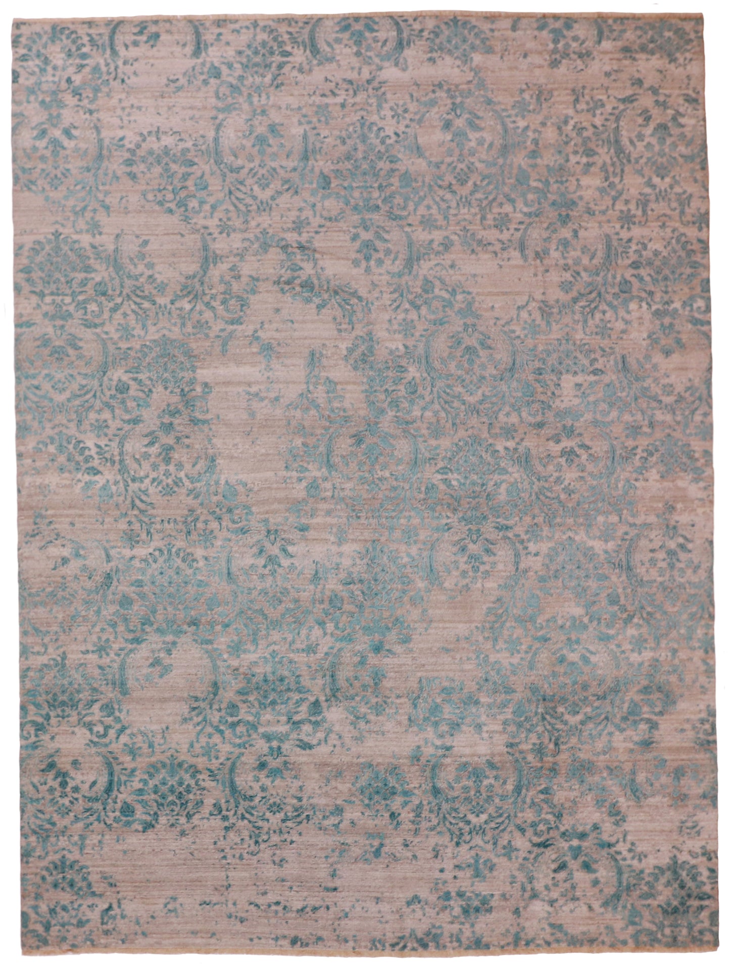 W 8.9 L 11.8 Modern Silk And Wool Blend Hand-Woven All Over Design - 60226