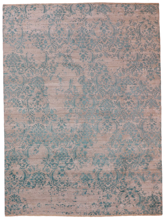 W 8.9 L 11.8 Modern Silk And Wool Blend Hand-Woven All Over Design - 60226