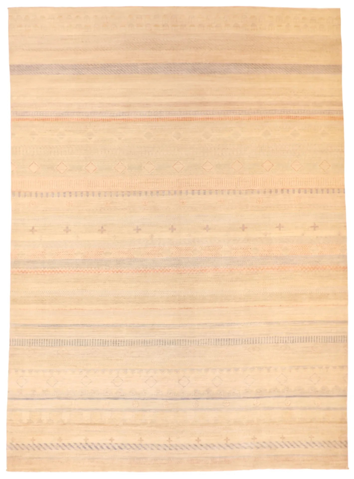 W 10.1 - L 14 - Mountain Modern Wool Western Rectangle - Finest Hand-Knotted Quality Wool - 60331