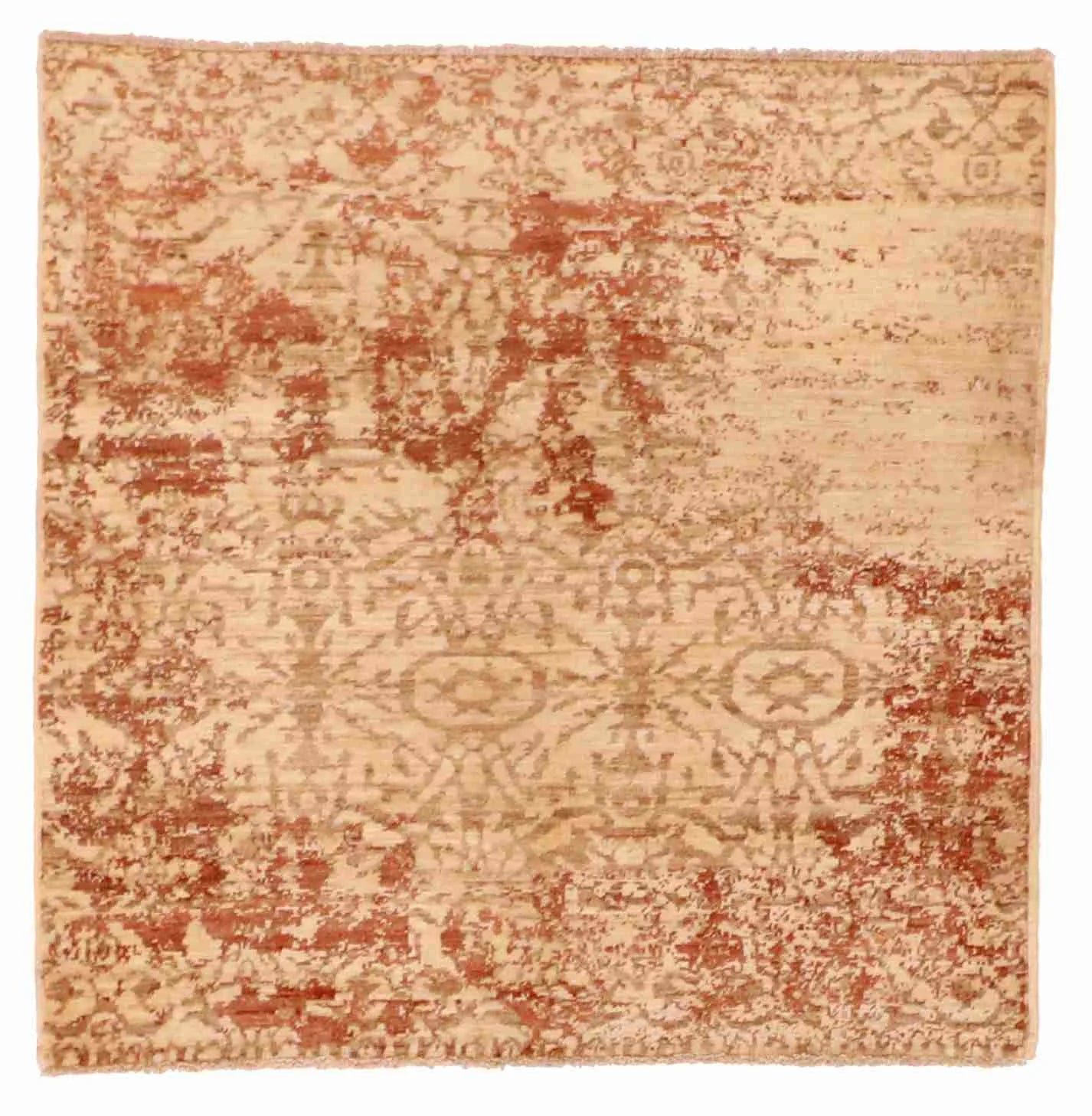 W 3.3 - L 3.3 - Modern Wool All Over Square - Finest Hand-Knotted Quality Wool - 60347