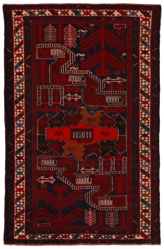 3x5 - Baluch Fine All Over Rectangle - Hand Knotted Rug