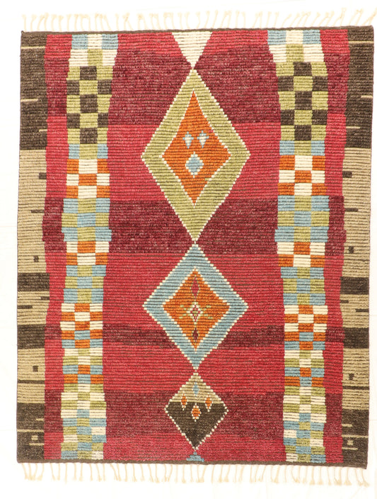W 8 L 10 Moroccan 100% Wool Handmade All Over Design - 60622