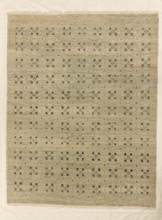 W 9.2 L 12 Modern 100% Wool Hand-Woven All Over Design - 60636