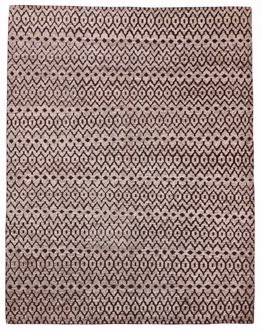 W 9.2 L 12 Moroccan 100% Wool Hand-Woven All Over Design - 60647