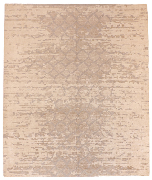 W 8.3 L 9.10 Modern Wool And Silk Blend Handmade All Over Design - 60657