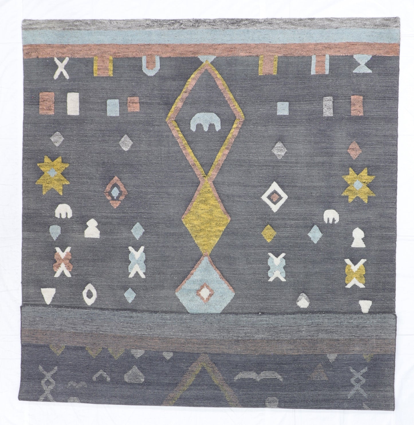 W 9 L 12 Moroccan 100% Wool Hand-Woven Modern Design - 60809