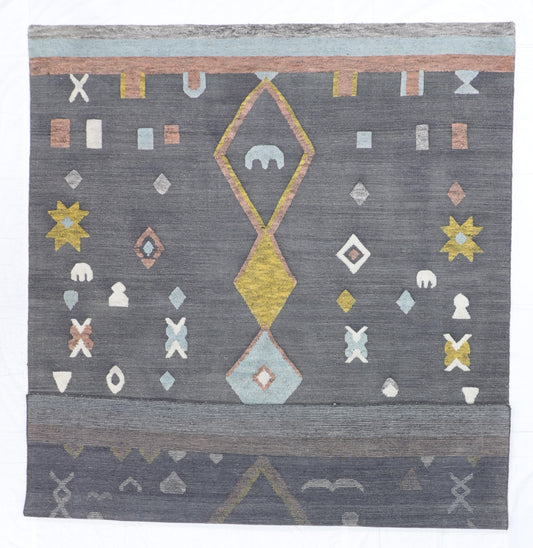 W 9 L 12 Moroccan 100% Wool Hand-Woven Modern Design - 60809