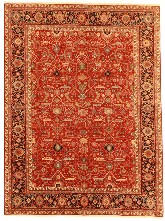 W 9 L 12 Serapie 100% Wool Hand-Woven All Over Design - 60820