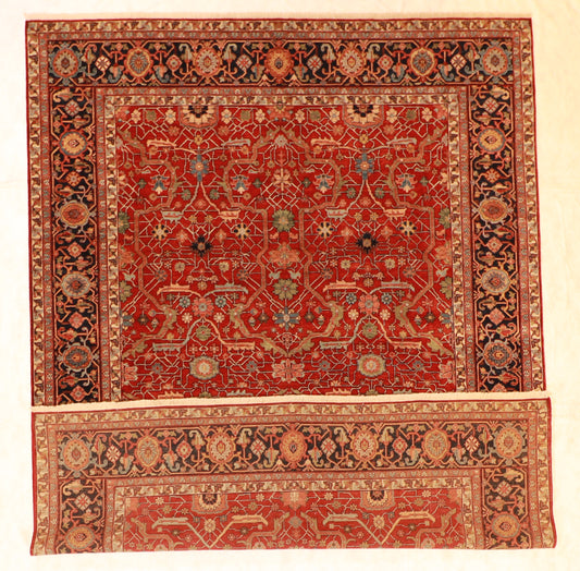 W 9 L 12 Serapie 100% Wool Hand-Woven All Over Design - 60820