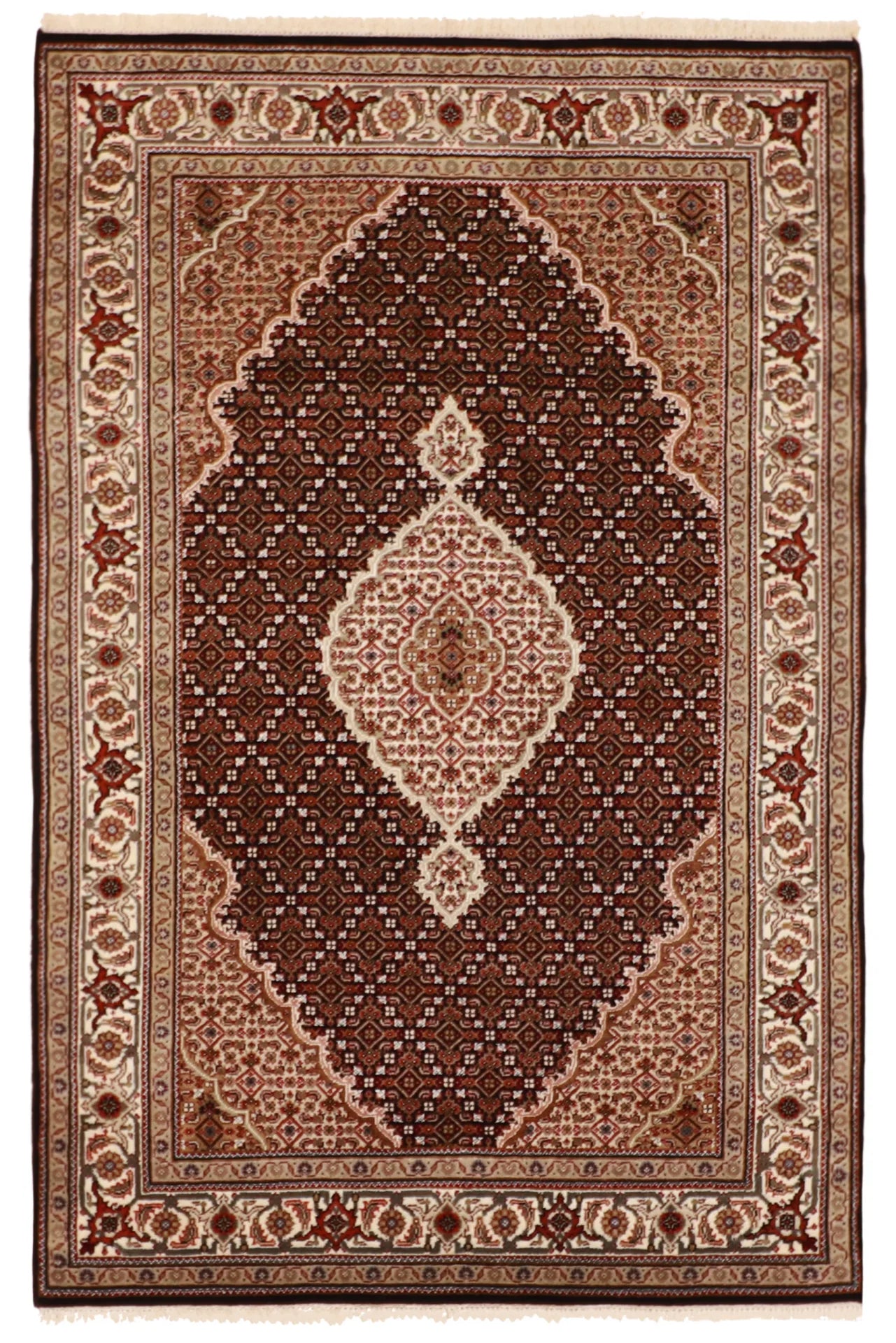 4x6 - Tabriz Fine/Wool/Silk Rectangle - Hand Knotted Rug