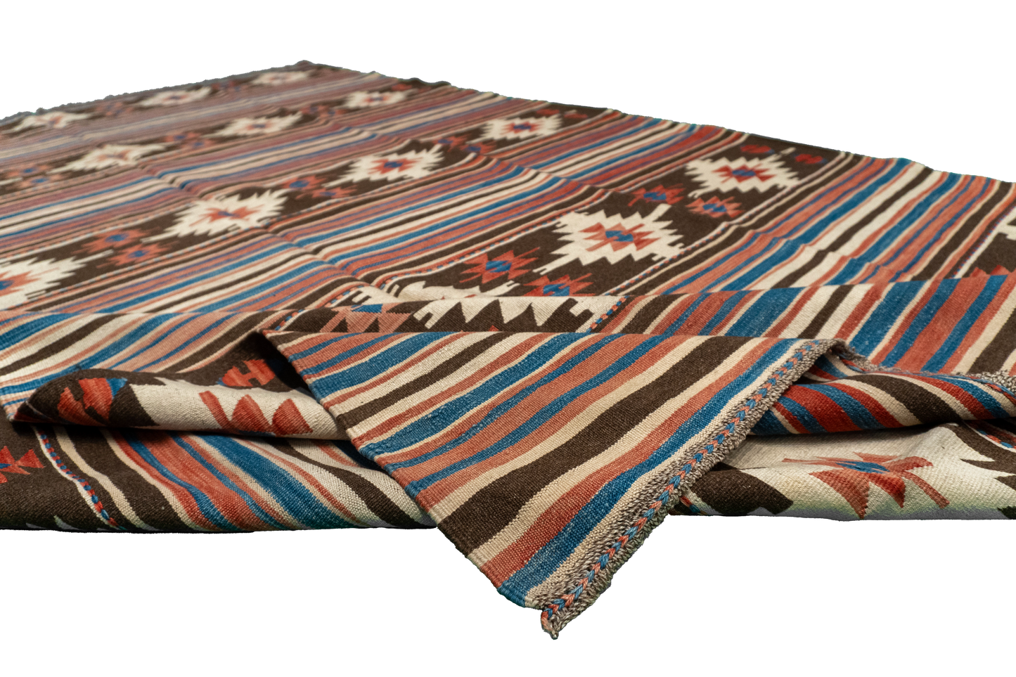 W 6 L 9.4 Kilim 100% Wool Hand-Woven Geometric Design - 60887