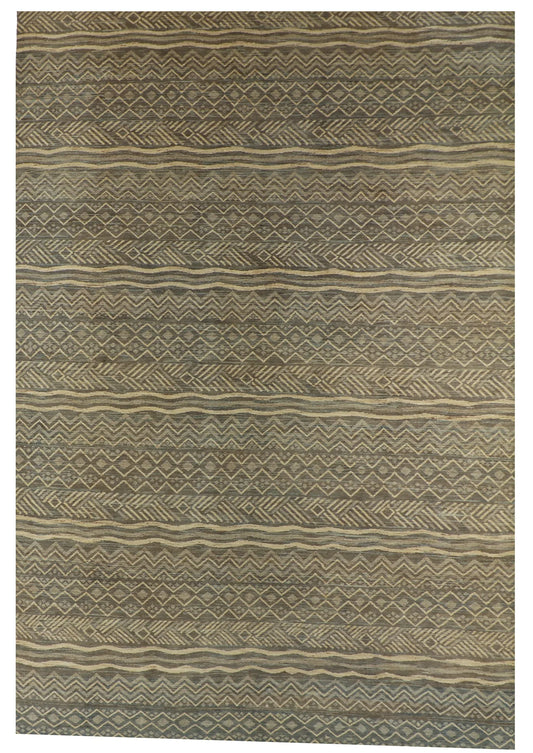W 9.9 - L 14.2 - Mountain Modern Wool Western Rectangle - Finest Hand-Knotted Quality Wool - 60921