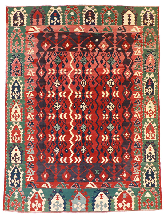 10x13 - Kilim Wool All Over Rectangle - Hand Knotted Rug