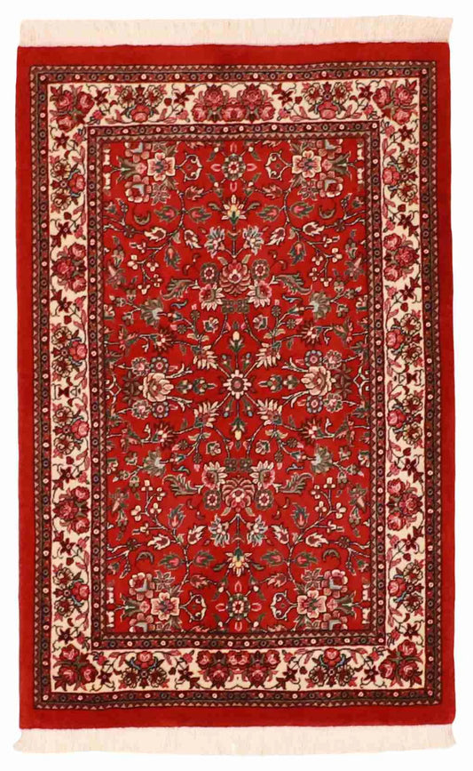 W 2.4 - L 3.8 - Bijar Wool Floral Rectangle - Finest Hand-Knotted Quality Wool - 60966