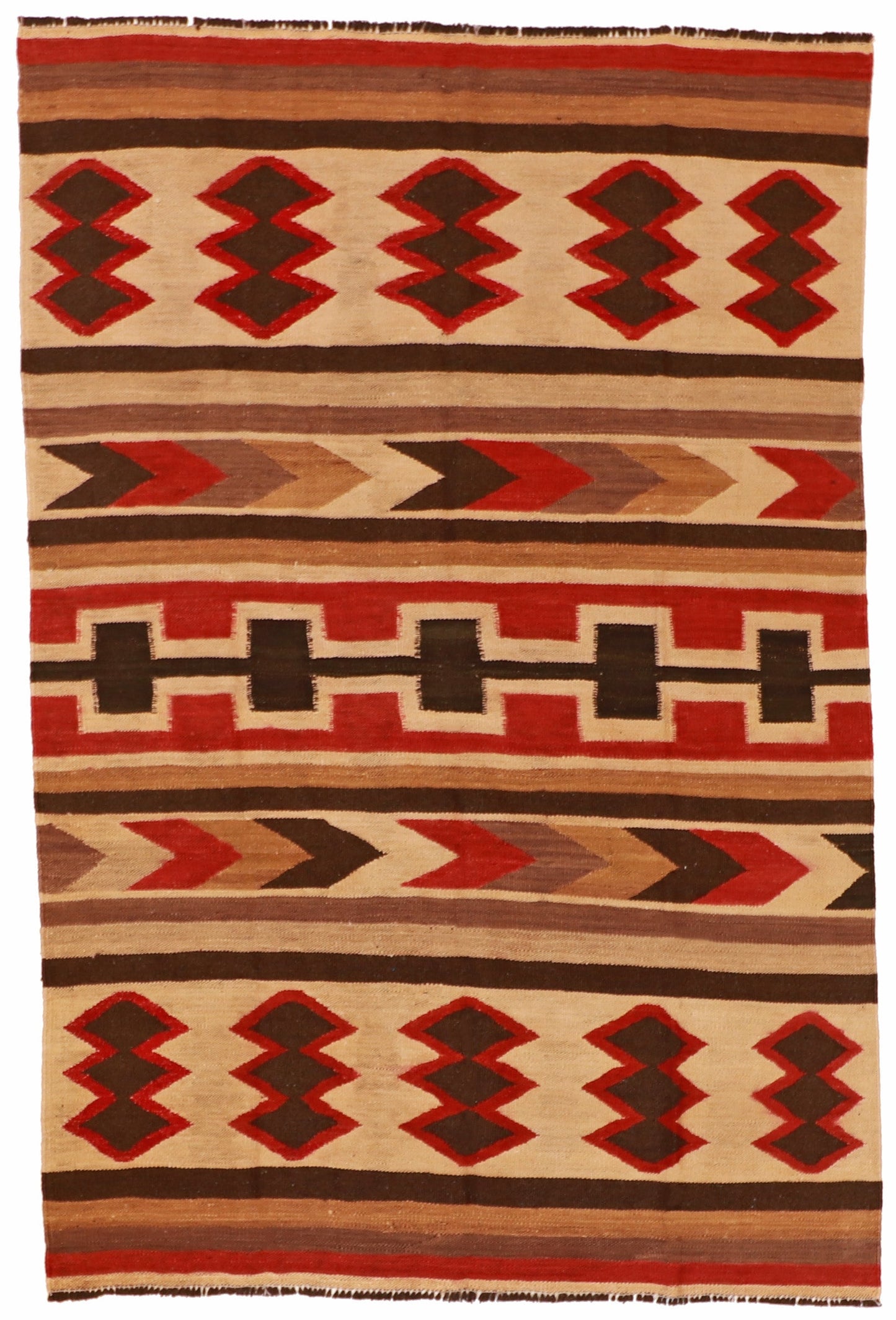 5x7 - Kilim Fine/Wool Geometric Rectangle - Hand Knotted Rug