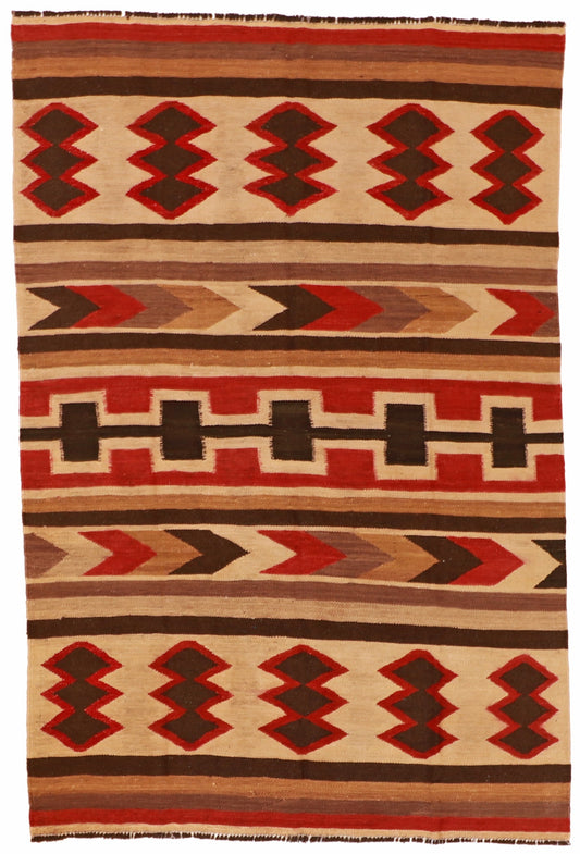 5x7 - Kilim Fine/Wool Geometric Rectangle - Hand Knotted Rug