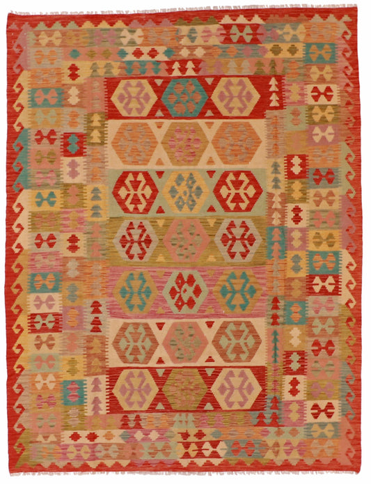 6x9 - Kilim Fine/Wool Geometric Rectangle - Hand Knotted Rug