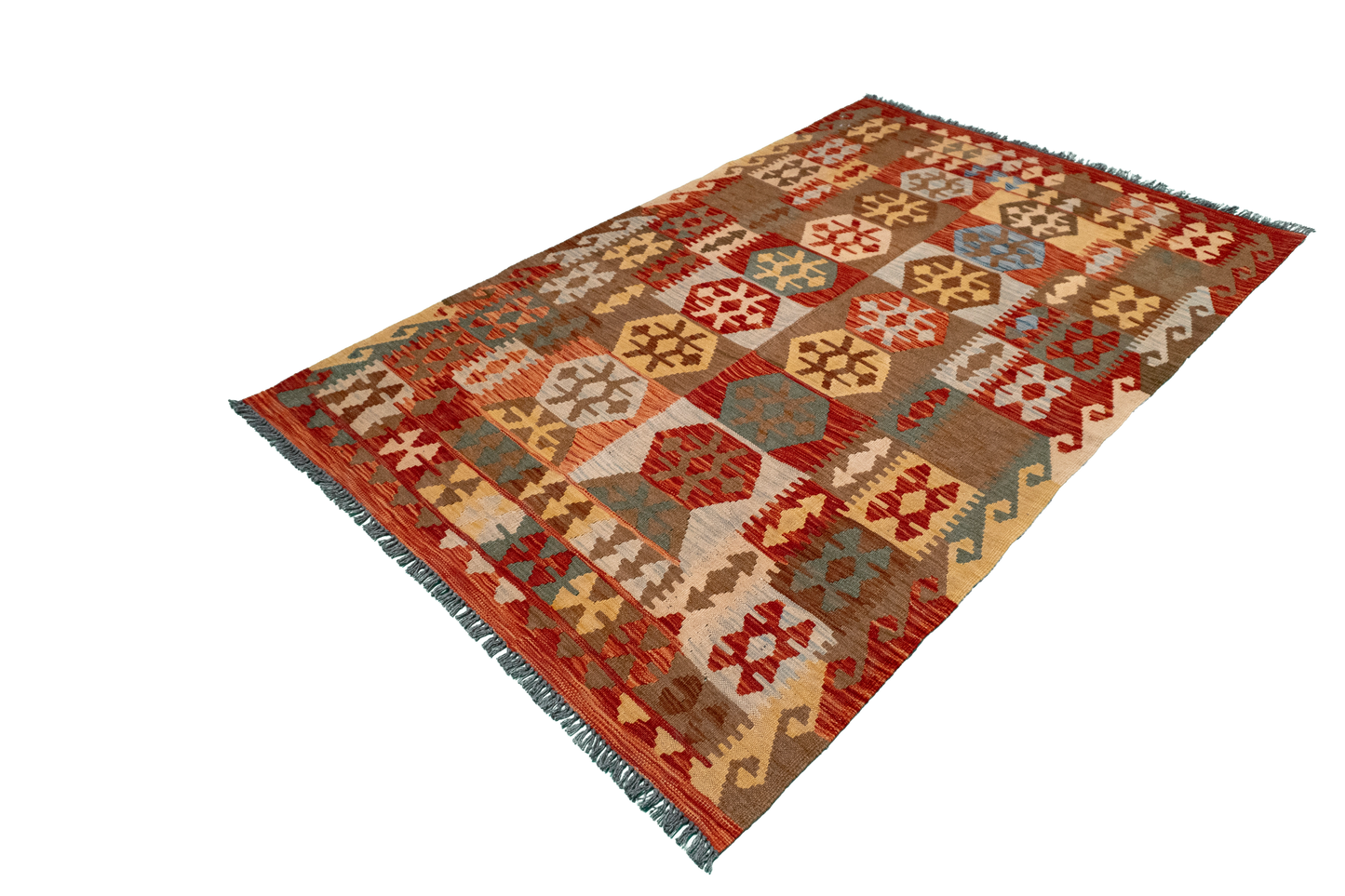 W 4 L 6.4 Kilim 100% Wool Hand-Woven All-Over Design - 61383