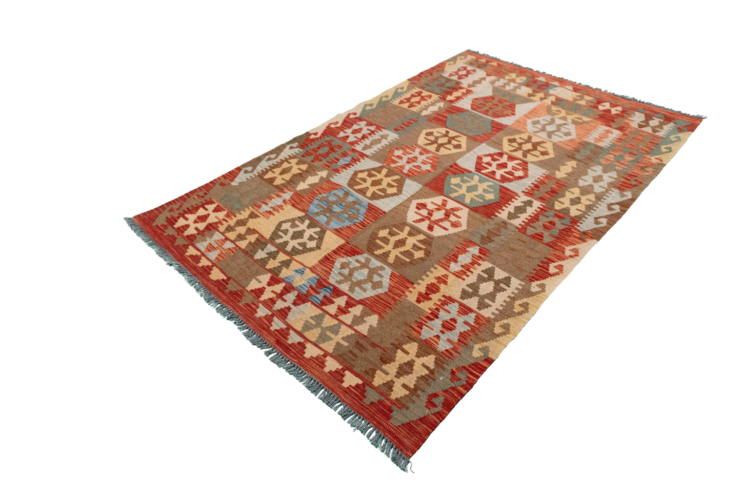 W 4 L 6.4 Kilim 100% Wool Hand-Woven All-Over Design - 61383
