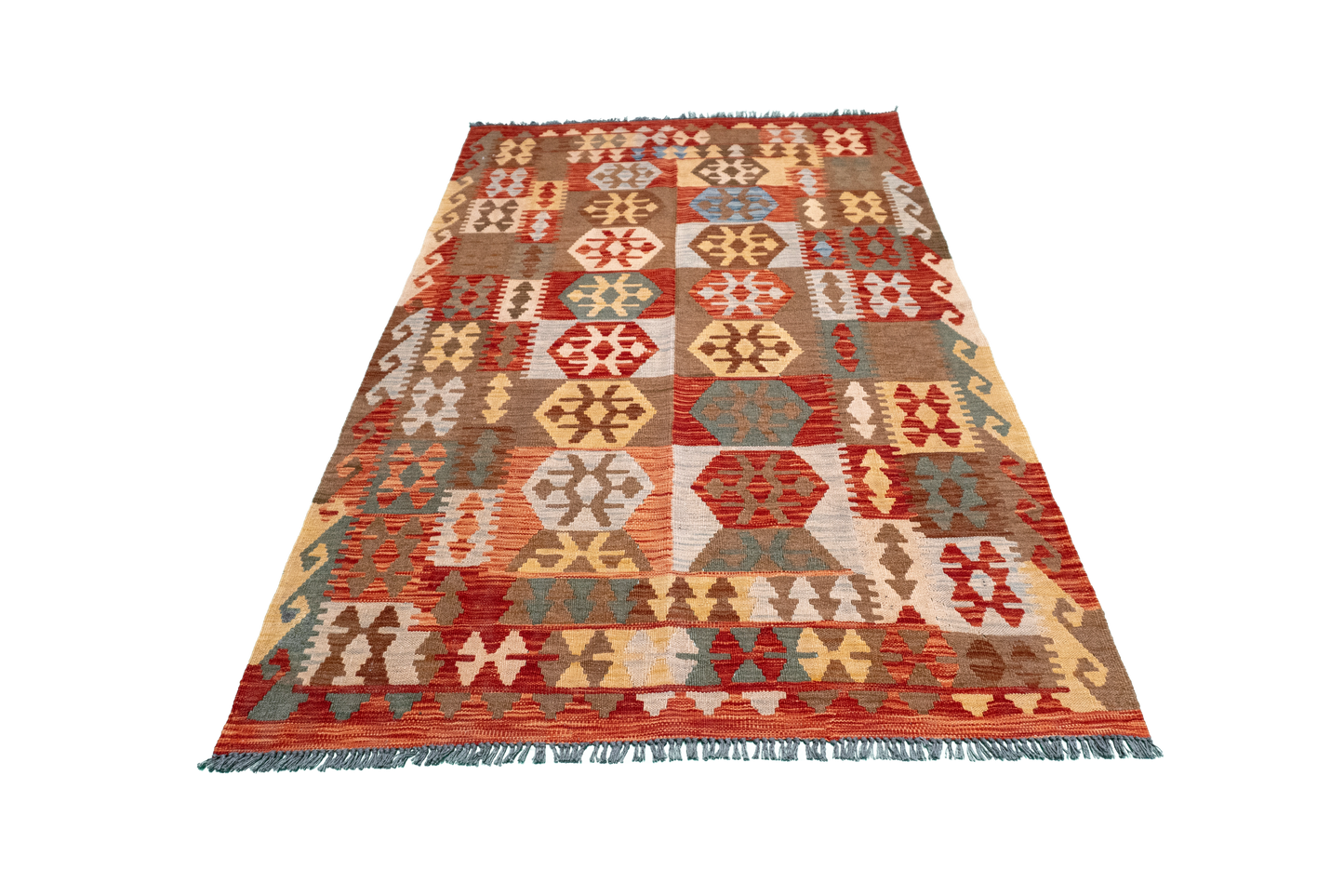 W 4 L 6.4 Kilim 100% Wool Hand-Woven All-Over Design - 61383