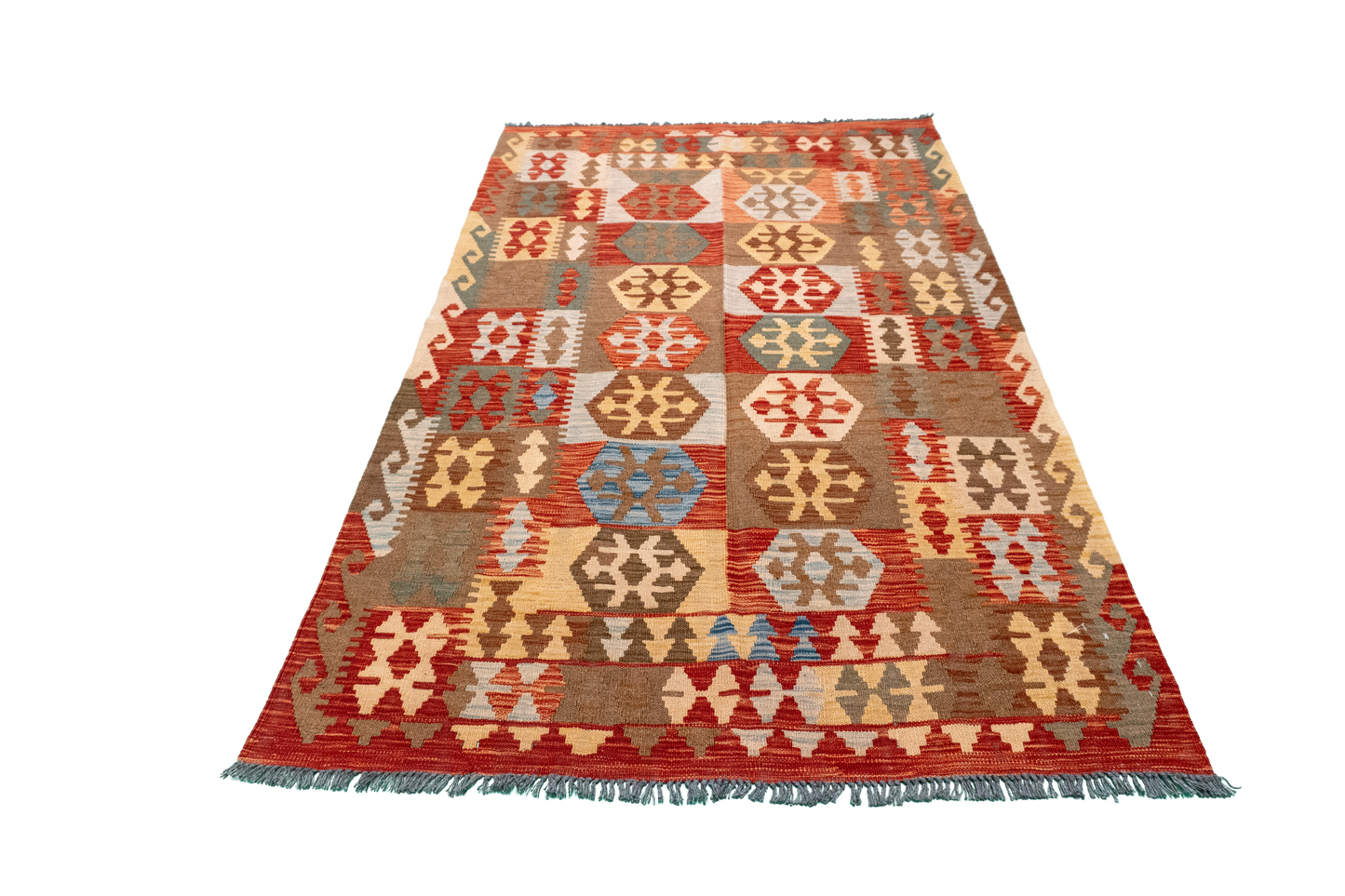W 4 L 6.4 Kilim 100% Wool Hand-Woven All-Over Design - 61383