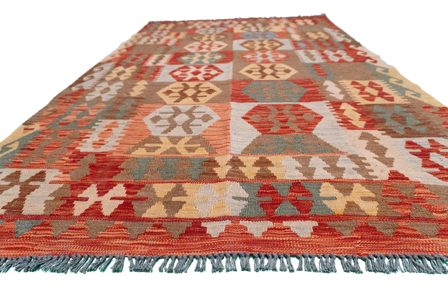 W 4 L 6.4 Kilim 100% Wool Hand-Woven All-Over Design - 61383