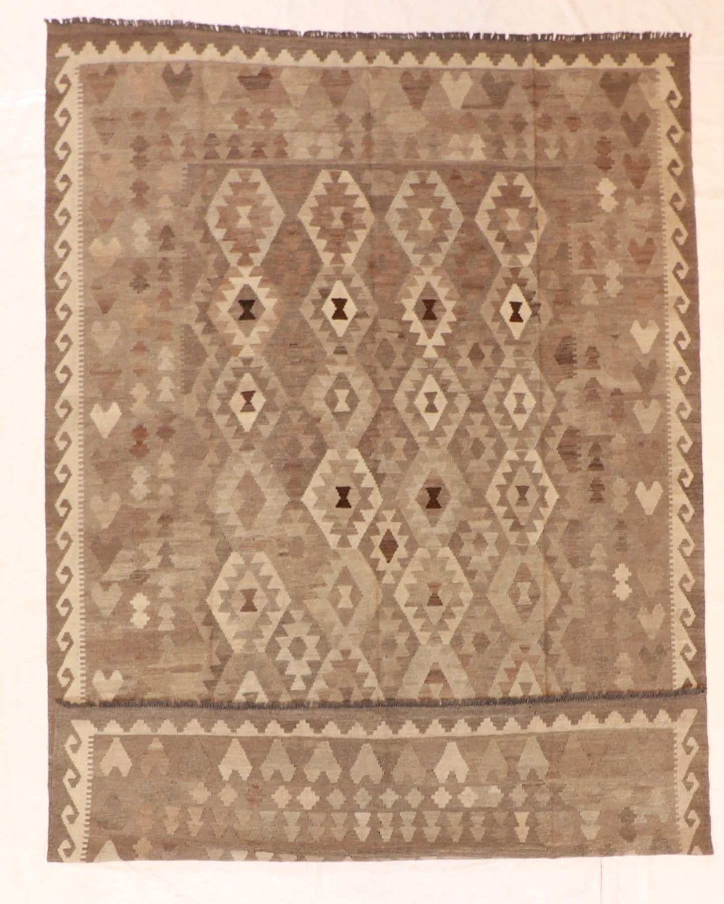 7x10 - Kilim Wool Geometric Rectangle - Hand Knotted Rug