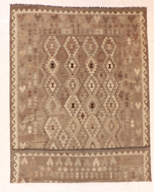 7x10 - Kilim Wool Geometric Rectangle - Hand Knotted Rug